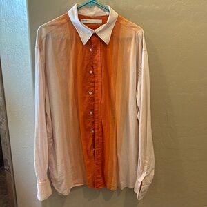 PerryEllis Orange linen and cotton shirt.